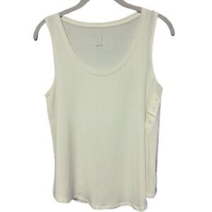 Womens Small White Tank Top Tee Layering Piece Stretch Scoop Neck Stretch T
